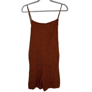 Lucca Womens Sz M knit/crochet romper shorts shortalls Festival Bohemian
 Hippie